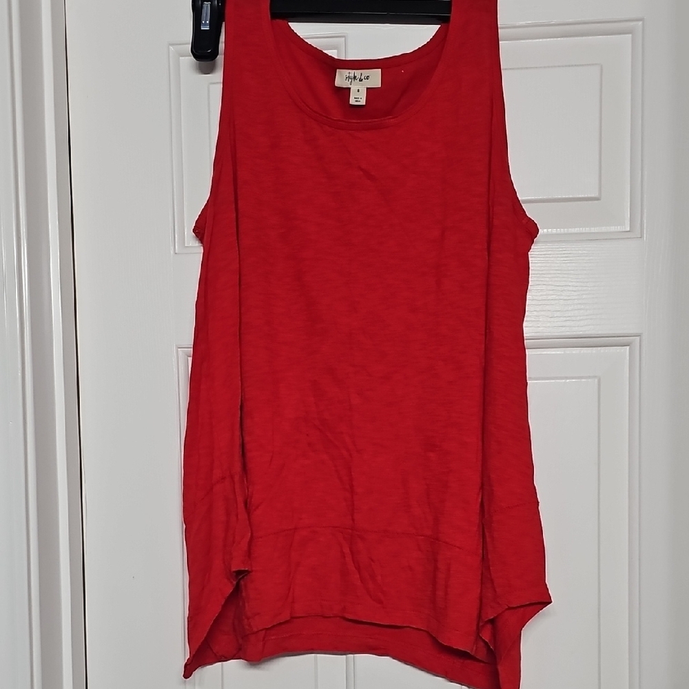 Style&Co Relaxed Red Asymmetrical Tank Top